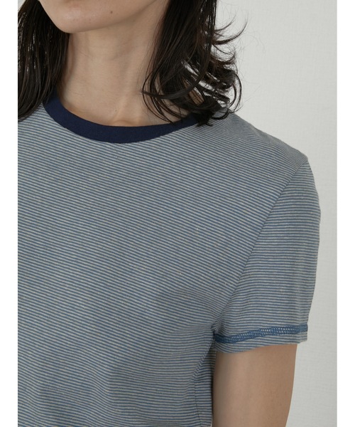 LA PEAU DE GEM(ラポドゥジェム)の「【LA PEAU DE GEM】hemp border tee/ヘンプボーダーT(Tシャツ/カットソー・レディース・ブラック/ブルー・FREE)」の8枚目の写真