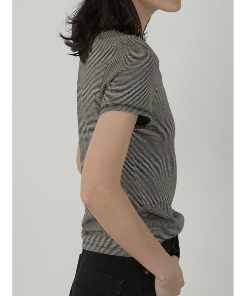 LA PEAU DE GEM(ラポドゥジェム)の「【LA PEAU DE GEM】hemp border tee/ヘンプボーダーT(Tシャツ/カットソー・レディース・ブラック/ブルー・FREE)」の13枚目の写真