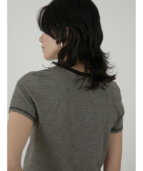 LA PEAU DE GEM(ラポドゥジェム)の「【LA PEAU DE GEM】hemp border tee/ヘンプボーダーT(Tシャツ/カットソー・レディース・ブラック/ブルー・FREE)」の12枚目の写真