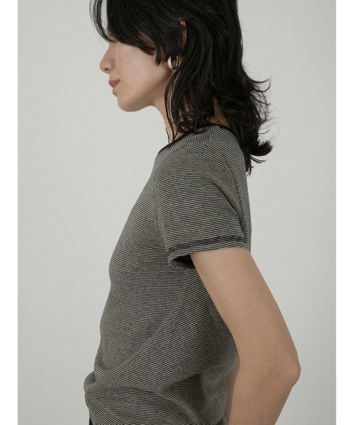 LA PEAU DE GEM(ラポドゥジェム)の「【LA PEAU DE GEM】hemp border tee/ヘンプボーダーT(Tシャツ/カットソー・レディース・ブラック/ブルー・FREE)」の14枚目の写真