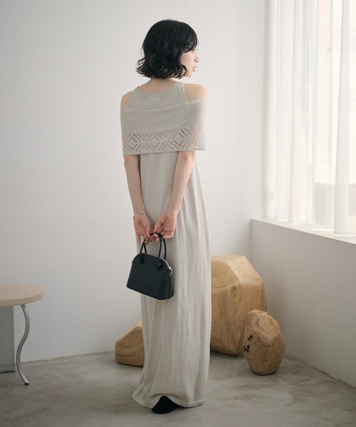LAULEN(ローレン)の「multi way shawl set american sleeve dress /マルチウェイショールセット アメリカンスリーブドレス(ワンピース・レディース・グレー/ブラック・FREE)」の1枚目の写真