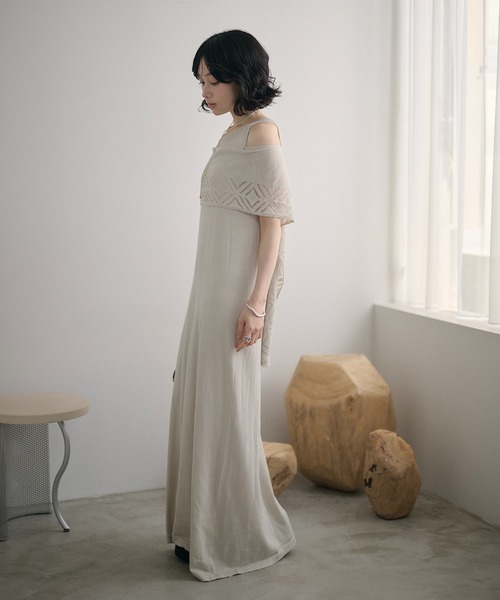 LAULEN(ローレン)の「multi way shawl set american sleeve dress /マルチウェイショールセット アメリカンスリーブドレス(ワンピース・レディース・グレー/ブラック・FREE)」の5枚目の写真