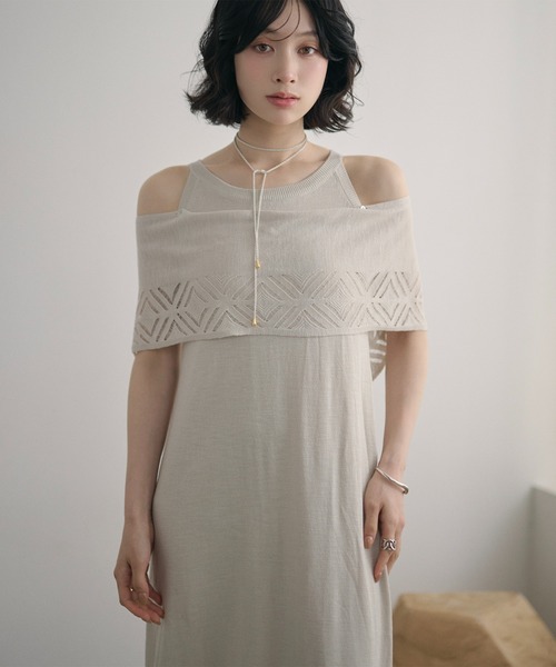 LAULEN(ローレン)の「multi way shawl set american sleeve dress /マルチウェイショールセット アメリカンスリーブドレス(ワンピース・レディース・グレー/ブラック・FREE)」の12枚目の写真