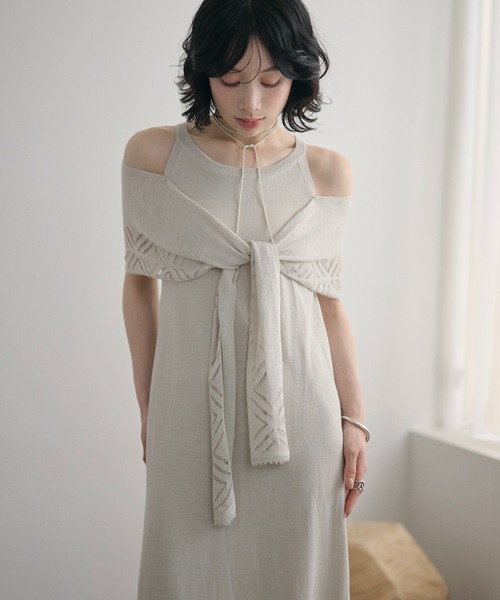 LAULEN(ローレン)の「multi way shawl set american sleeve dress /マルチウェイショールセット アメリカンスリーブドレス(ワンピース・レディース・グレー/ブラック・FREE)」の22枚目の写真