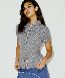 CHECK BLOUSE NAVY