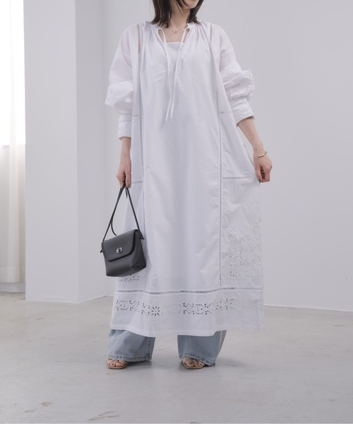 Pqran(クラン)の「カットワーク刺繍カフタンワンピース(ワンピース・レディース・ブラック/オフホワイト・FREE)」の15枚目の写真