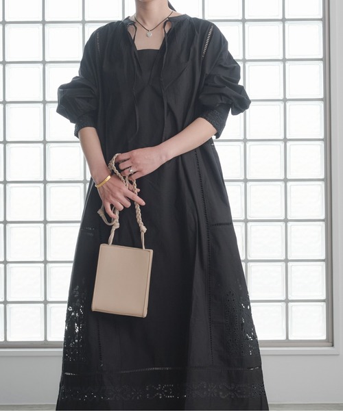 Pqran(クラン)の「カットワーク刺繍カフタンワンピース(ワンピース・レディース・ブラック/オフホワイト・FREE)」の8枚目の写真