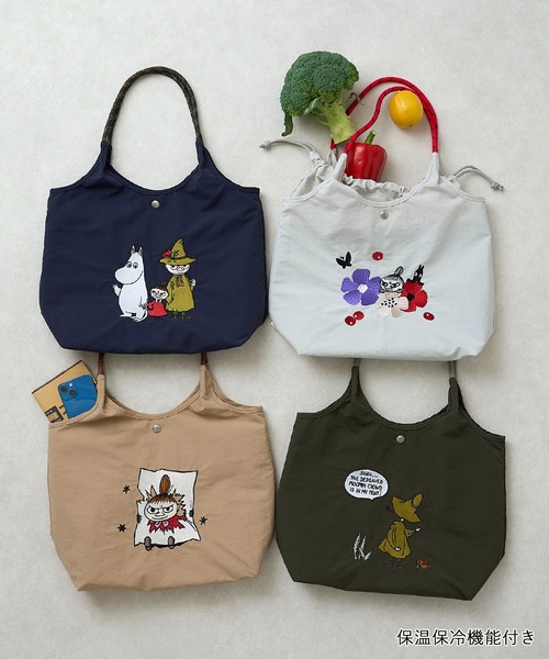 MOOMIN(ムーミン)の「【MOOMIN】(ムーミン) 軽量 A4 B4収納 軽撥水 刺繍 マルシェバッグ RMPK-06HR(トートバッグ・レディース・ライトグレー/ネイビー/ベージュ/カーキ・ONE SIZE)」の1枚目の写真
