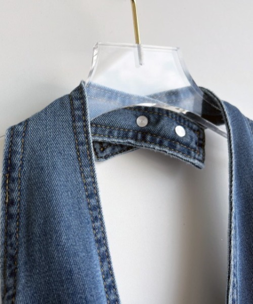 YUGA(ユーガ)の「YUGA_YGMC Korean-style Halter neck denim long dress(ワンピース・レディース・インディゴブルー・FREE)」の18枚目の写真
