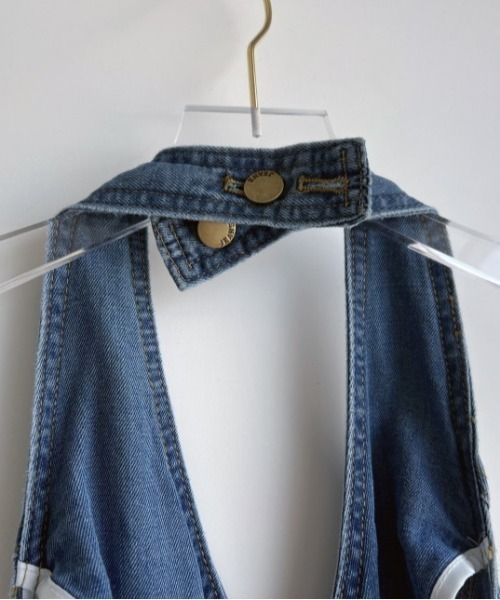 YUGA(ユーガ)の「YUGA_YGMC Korean-style Halter neck denim long dress(ワンピース・レディース・インディゴブルー・FREE)」の19枚目の写真