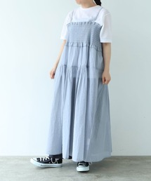 yuni | Cotton Nylon sheer shirring jumper skirt(ワンピース)