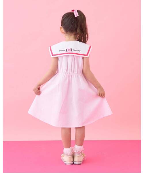 Lycee mine(リセマイン)の「【サーティワン アイスクリーム】セーラーカラーワンピース(ヘアゴム付き)(シャツワンピース・キッズ・サックスブルー/ピンク/モカ・110cm/90cm/140cm/130cm/120cm/100cm)」の16枚目の写真