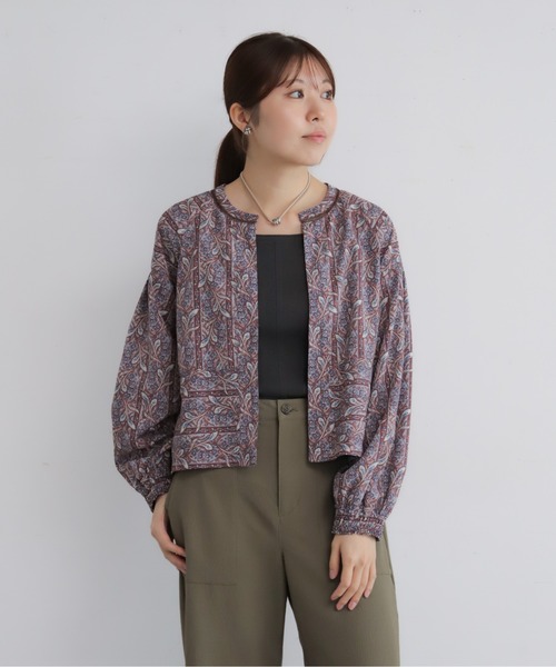 NOMBRE IMPAIR(ノンブルアンペール)の「ペイズリーストライプ パフスリーブボレロ(シャツ/ブラウス・レディース・ボルドー/ブラウン・FREE)」の4枚目の写真