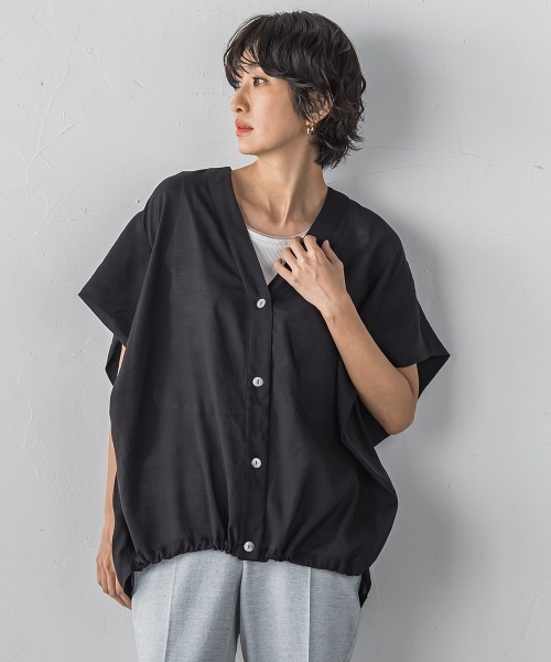 la.f…（ラエフ）の「“着回し自在！”シアー2WAYブラウス（シャツ/ブラウス・レディース・ブラック/イエロー/ライトグレー・9号）」の2枚目の写真