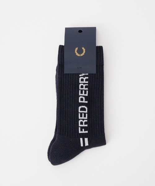 FRED PERRY（フレッドペリー）の「【WEB先行予約】[FRED PERRY/フレッドペリー] ラインロゴ ミドル丈スポーツソックス(WEB限定)（ソックス/靴下・レディース・ホワイト/ネイビー・4-6/6-8）」の2枚目の写真
