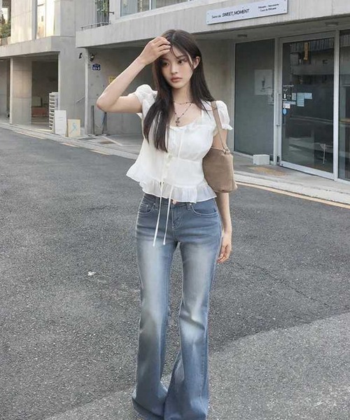 ADDITION STORE(アディションストア)の「シアー プリーツギャザー ハーフスリーブブラウス(シャツ/ブラウス・レディース・ピンク/ブラック/オフホワイト/ブラウン・FREE)」の14枚目の写真