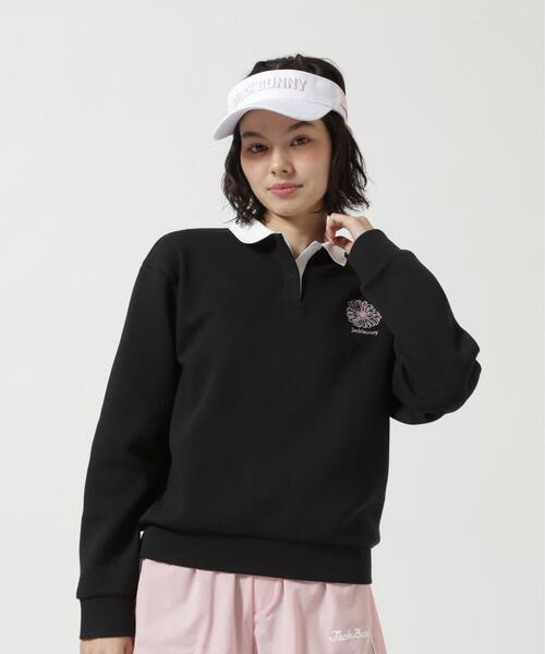 Jack Bunny!!(ジャックバニー)の「【Jack Bunny!!】ハイゲージダブルフェイス長袖ポロシャツ(ポロシャツ・レディース・ブルー・MEDIUM)」の4枚目の写真