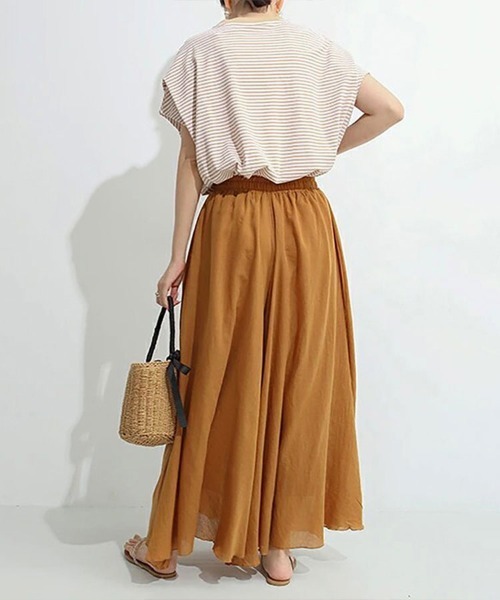 Flugge(フラッジー)の「フレアスリーブボーダーT(Tシャツ/カットソー・レディース・ブラウン/ネイビー・LARGE/MEDIUM)」の3枚目の写真