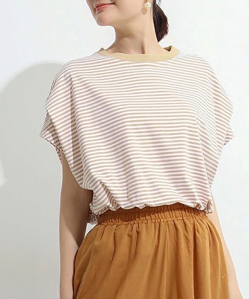 Flugge(フラッジー)の「フレアスリーブボーダーT(Tシャツ/カットソー・レディース・ブラウン/ネイビー・LARGE/MEDIUM)」の4枚目の写真