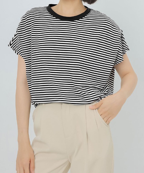 Flugge(フラッジー)の「フレアスリーブボーダーT(Tシャツ/カットソー・レディース・ブラウン/ネイビー・LARGE/MEDIUM)」の5枚目の写真