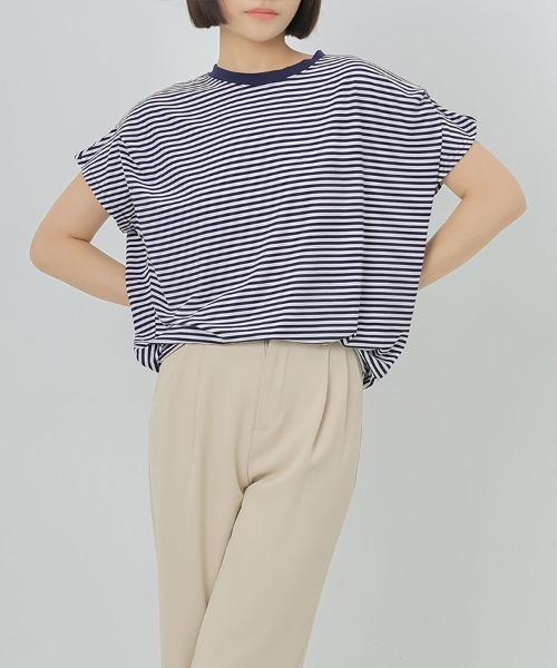 Flugge(フラッジー)の「フレアスリーブボーダーT(Tシャツ/カットソー・レディース・ブラウン/ネイビー・LARGE/MEDIUM)」の9枚目の写真