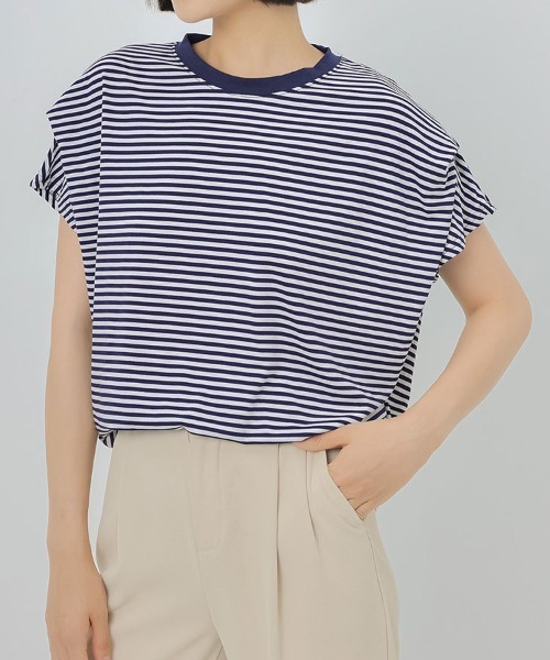 Flugge(フラッジー)の「フレアスリーブボーダーT(Tシャツ/カットソー・レディース・ブラウン/ネイビー・LARGE/MEDIUM)」の10枚目の写真