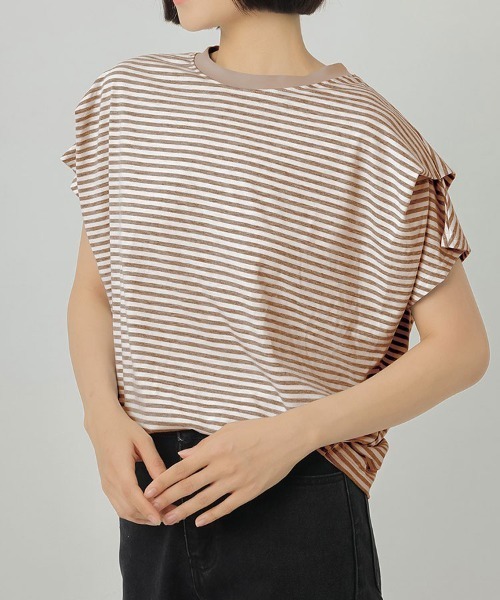 Flugge(フラッジー)の「フレアスリーブボーダーT(Tシャツ/カットソー・レディース・ブラウン/ネイビー・LARGE/MEDIUM)」の12枚目の写真