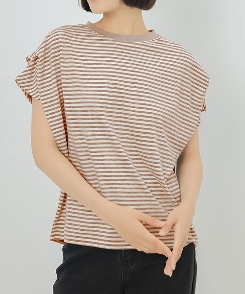 Flugge(フラッジー)の「フレアスリーブボーダーT(Tシャツ/カットソー・レディース・ブラウン/ネイビー・LARGE/MEDIUM)」の13枚目の写真