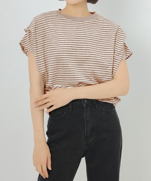Flugge(フラッジー)の「フレアスリーブボーダーT(Tシャツ/カットソー・レディース・ブラウン/ネイビー・LARGE/MEDIUM)」の14枚目の写真