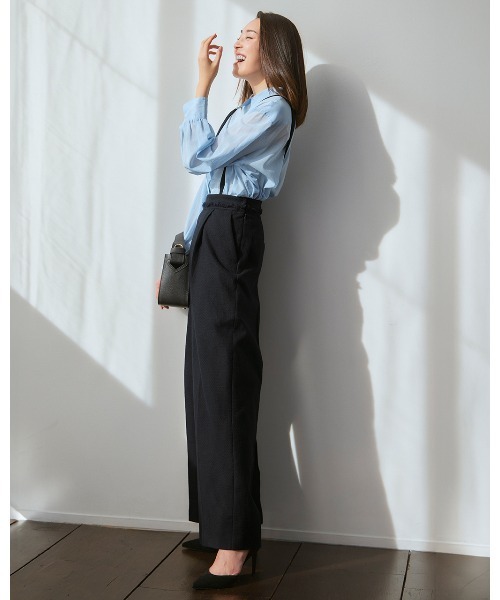 DoCLASSE（ ドゥクラッセ）の「ブッチャー織り・サスペンダー付ワイドパンツ（その他パンツ・レディース・オフホワイト/ブラック・11/13/9）」の9枚目の写真