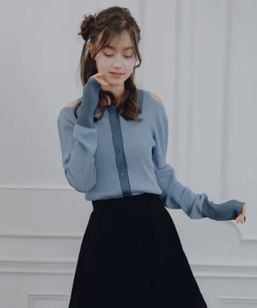 amr.(アムレ)の「ストーンシアーポロニット(ニット/セーター・レディース・ブルー/アイボリー・FREE)」の11枚目の写真