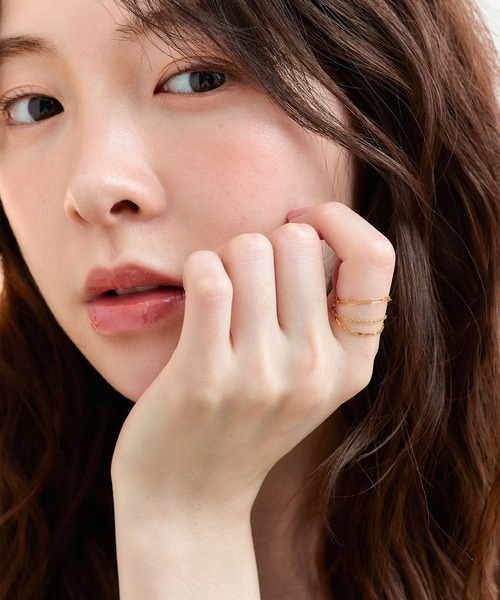 Jolie Toujours（ジョリトゥジュール）の「〈K18GP〉プレートチェーン2連リング（リング・レディース・ゴールド・FREE）」の5枚目の写真