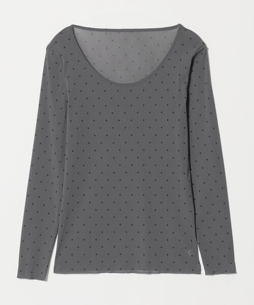 6(ロク)の「<6(ROKU)>ナイロン チュール ラウンドカラー DOT(Tシャツ/カットソー・レディース・ダークグレー・FREE)」の1枚目の写真