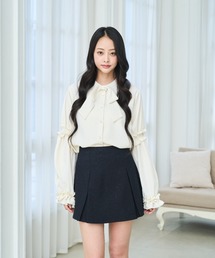 Lallana(�����[�i)��Ribbon frill volume sleeve blouse/���{���t�����{�����[���X���[�u�u���E�X(�V���c/�u���E�X)