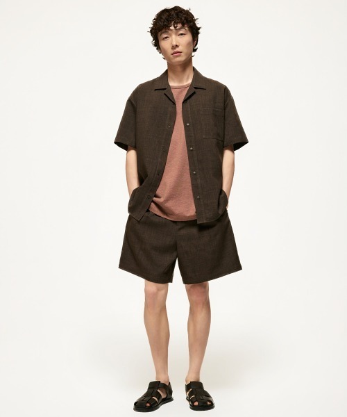 MODE COMMUTER(モードコミューター)の「Short-sleeve open collar woven shirt(シャツ/ブラウス・メンズ・ブラウン・MEDIUM/LARGE)」の6枚目の写真