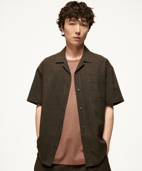 MODE COMMUTER(モードコミューター)の「Short-sleeve open collar woven shirt(シャツ/ブラウス・メンズ・ブラウン・MEDIUM/LARGE)」の7枚目の写真