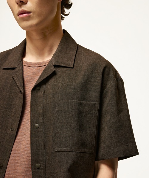 MODE COMMUTER(モードコミューター)の「Short-sleeve open collar woven shirt(シャツ/ブラウス・メンズ・ブラウン・MEDIUM/LARGE)」の8枚目の写真