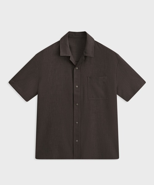 MODE COMMUTER(モードコミューター)の「Short-sleeve open collar woven shirt(シャツ/ブラウス・メンズ・ブラウン・MEDIUM/LARGE)」の2枚目の写真