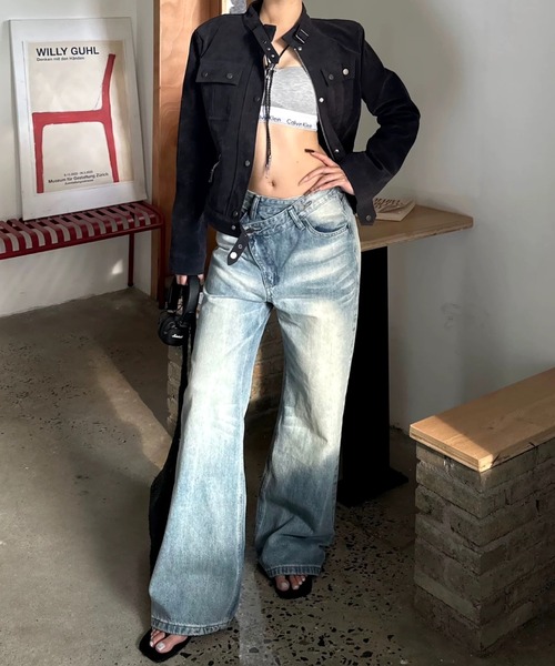 SHEENA（シーナ）の「アシメウエストワイドデニムパンツ（デニムパンツ・レディース・ブルー・S/M/L）」の14枚目の写真