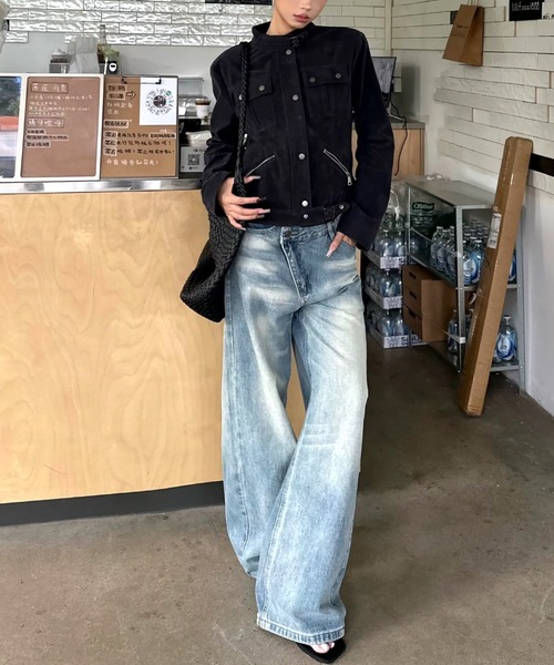 SHEENA（シーナ）の「アシメウエストワイドデニムパンツ（デニムパンツ・レディース・ブルー・S/M/L）」の15枚目の写真