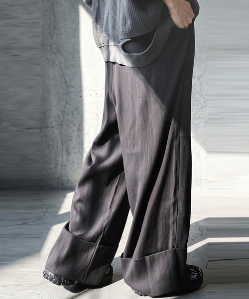 antiqua(アンティカ)の「麻調 ワイド ストレート パンツ(その他パンツ・レディース・ベージュ/ブラック・TL/ONESIZE)」の6枚目の写真