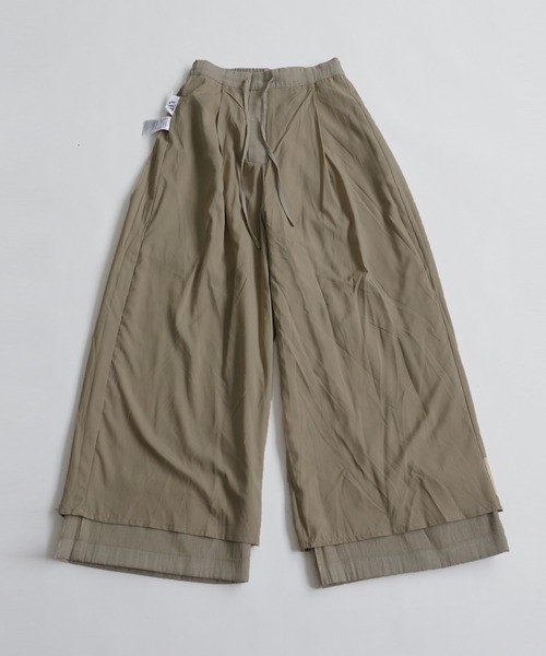 antiqua(アンティカ)の「麻調 ワイド ストレート パンツ(その他パンツ・レディース・ベージュ/ブラック・TL/ONESIZE)」の11枚目の写真