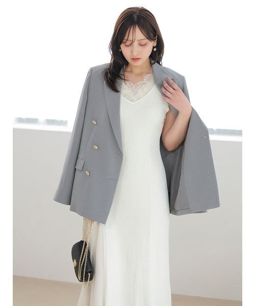SNIDEL(スナイデル)の「レーストリムレイヤードニットワンピース(ワンピース・レディース・ブラウン/ライトブルー/アイボリー・0/1)」の4枚目の写真