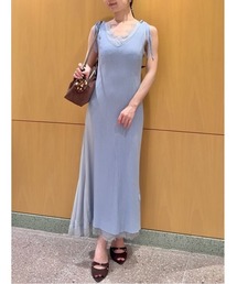 レーストリムレイヤードニットワンピース