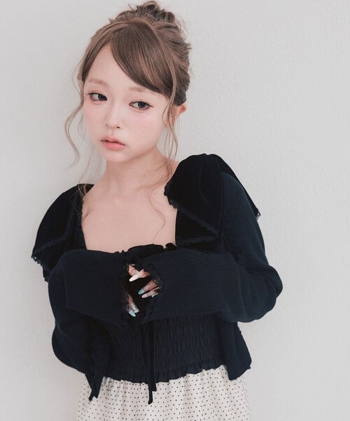 OLIVE des OLIVE（オリーブデオリーブ）の「レースカーデ（カーディガン/ボレロ・レディース・ブラック/ブラウン/オフホワイト・FREE）」の13枚目の写真