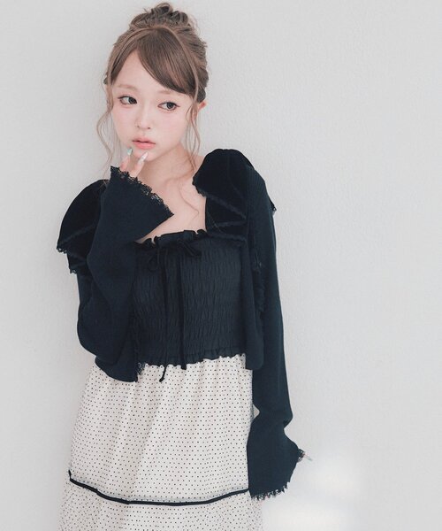 OLIVE des OLIVE（オリーブデオリーブ）の「レースカーデ（カーディガン/ボレロ・レディース・ブラック/ブラウン/オフホワイト・FREE）」の15枚目の写真
