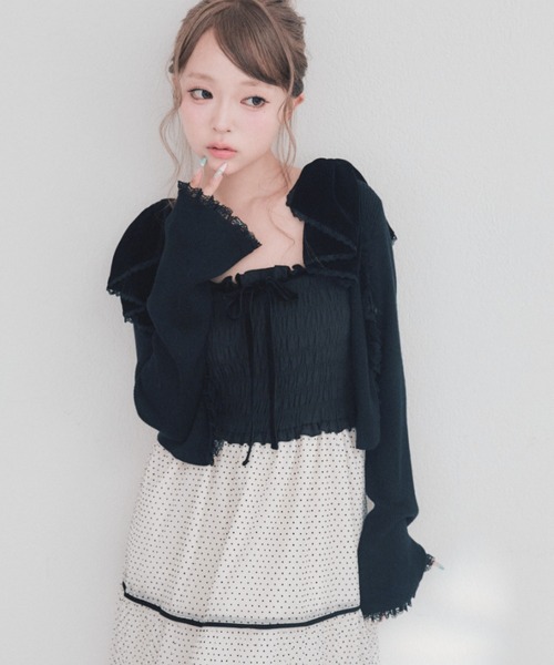 OLIVE des OLIVE（オリーブデオリーブ）の「レースカーデ（カーディガン/ボレロ・レディース・ブラック/ブラウン/オフホワイト・FREE）」の6枚目の写真