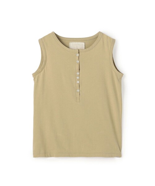 v::room(ヴィルーム)の「V::room コットンジャージー ヘンリーネックノースリーブプルオーバー(Tシャツ/カットソー・レディース・グレー/ホワイト/ベージュ・FREE)」の1枚目の写真