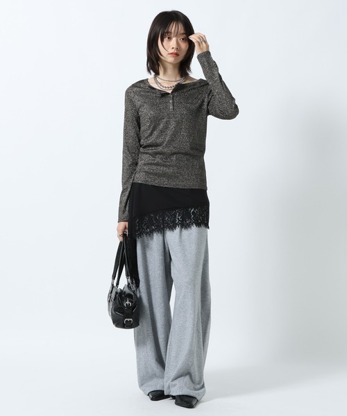 PAGEBOY（ページボーイ）の「ラメカットヘンリー2WAYロングスリーブ（Tシャツ/カットソー・レディース・オフホワイト/シルバー/ブルー・FREE）」の19枚目の写真