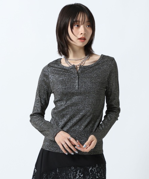PAGEBOY（ページボーイ）の「ラメカットヘンリー2WAYロングスリーブ（Tシャツ/カットソー・レディース・オフホワイト/シルバー/ブルー・FREE）」の16枚目の写真